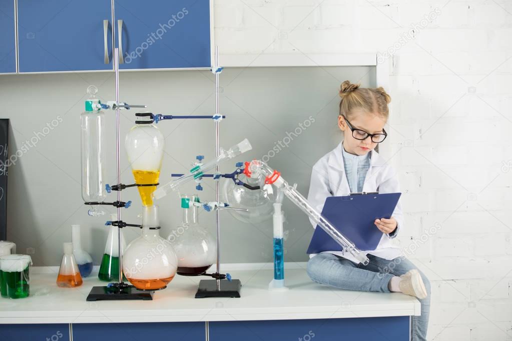 Little girl in laboratory