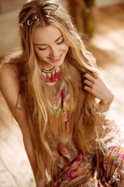 Young woman in bohemian outfit