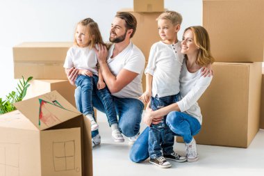 Family moving into new house clipart