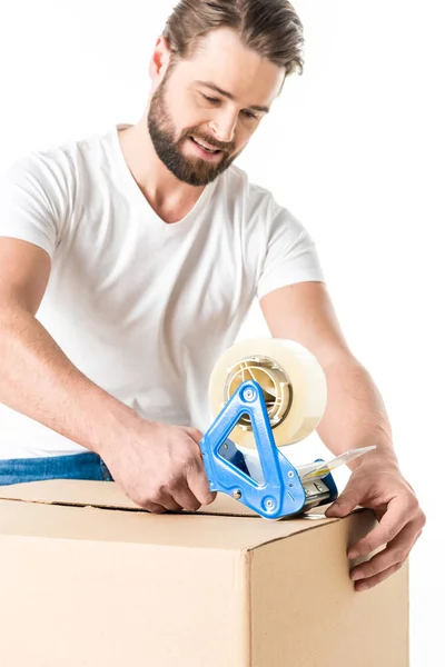 Man packing box — Stock Photo, Image