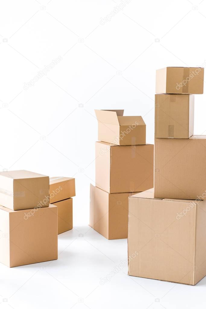 Stacked cardboard boxes