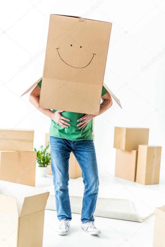 Man with cardboard box