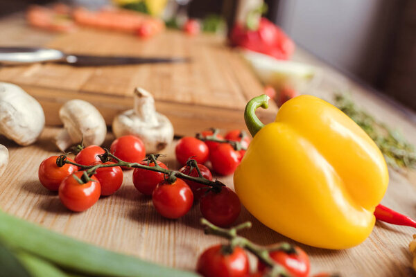 Fresh vegetables on table