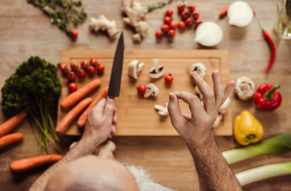 Man preparing vegan food 