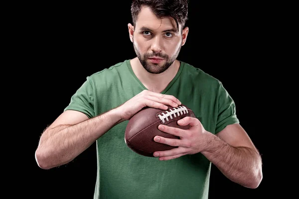 Hombre con pelota de rugby — Foto de Stock