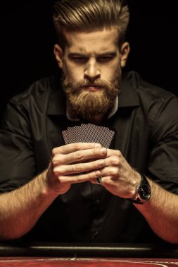 Man holding cards clipart