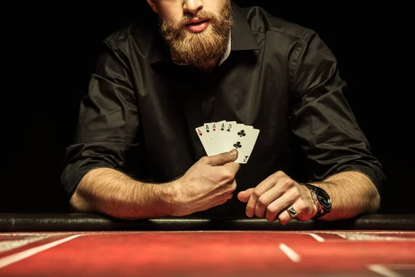 Man holding cards — Stock Photo, Image