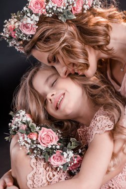 happy mother and daughter clipart