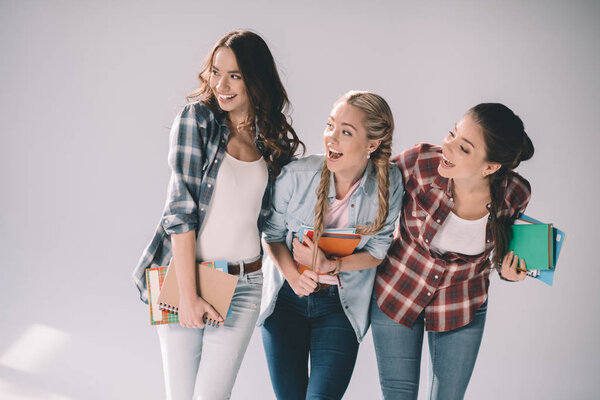 Happy girls students 