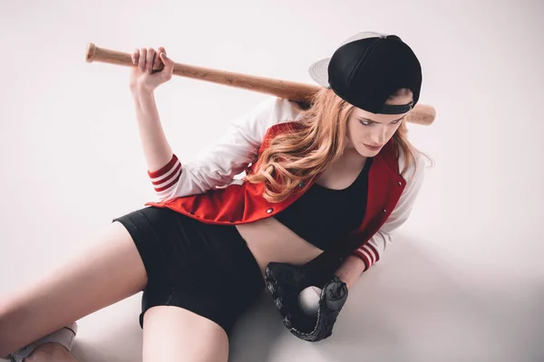 Nainen baseball bat — kuvapankkivalokuva