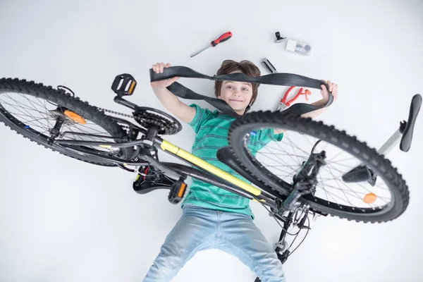 Little boy with bicycle — Stock Photo, Image