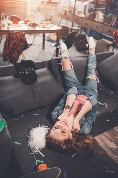 Young woman after party — Stock Photo, Image