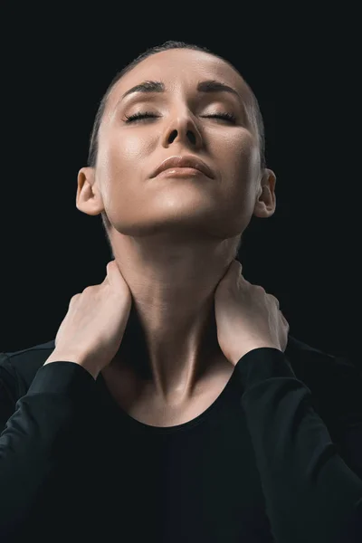Idrottskvinna stretching nacken — Stockfoto