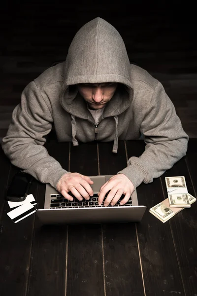 Hacker using laptop — Stock Photo, Image