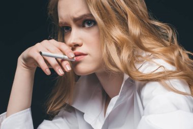 woman smoking cigarette clipart