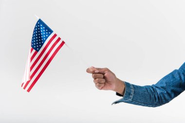 hand holding american flag clipart