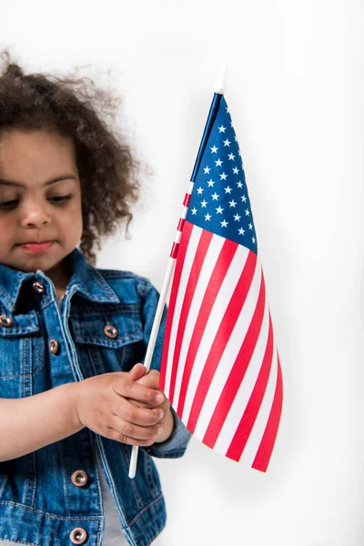 Baby girl with american flag — Free Stock Photo