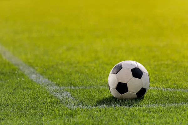 Soccer ball on grass — Stock Photo, Image