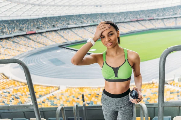 Tired african american sportswoman — Stock Photo, Image