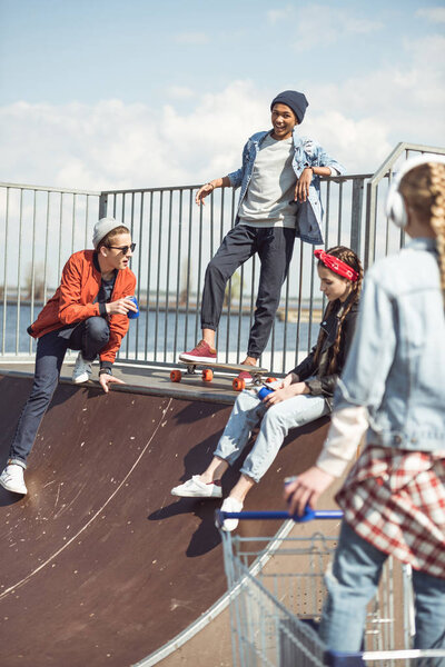 Teenagers group having fun 