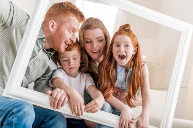 Beautiful redhead family  clipart
