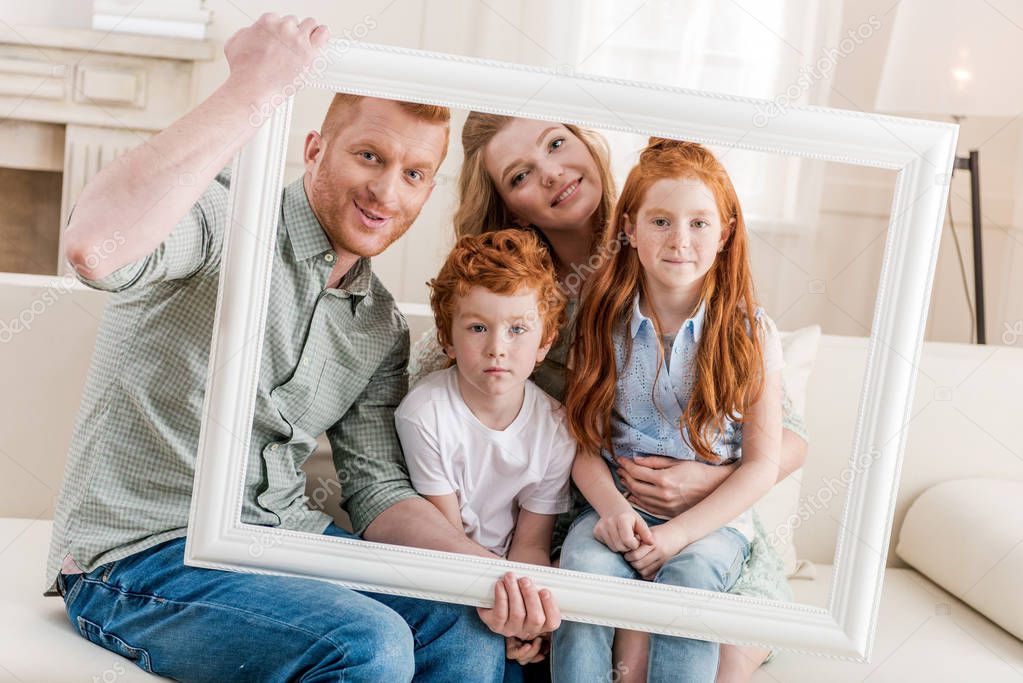 happy redhead family  