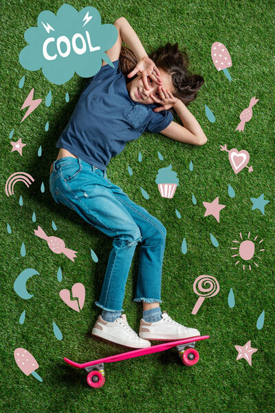 Funny girl on skateboard