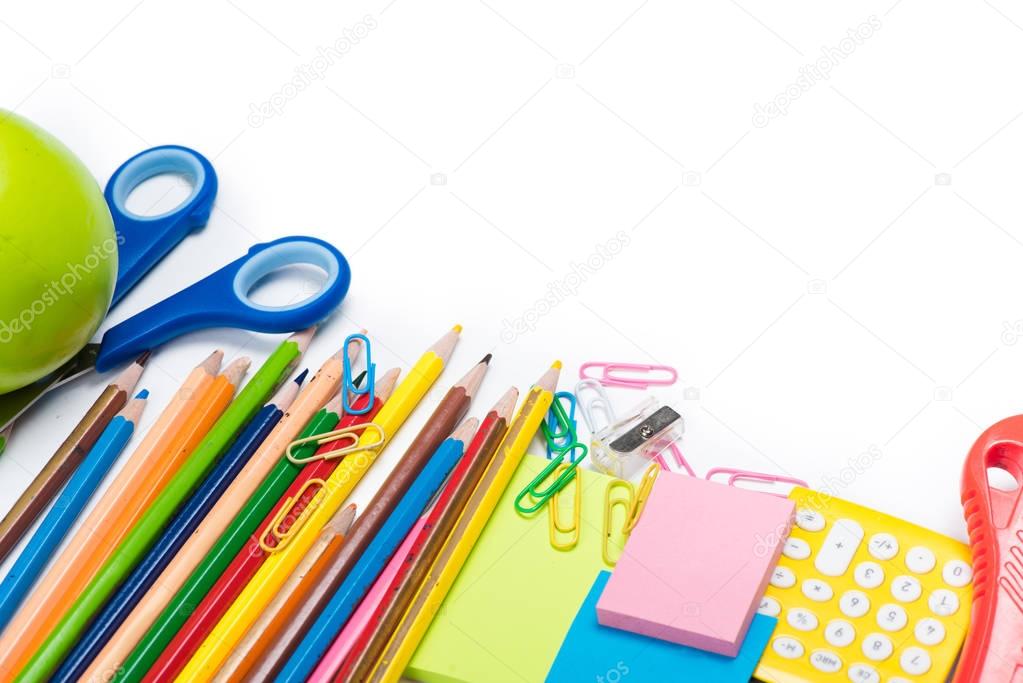 Colorful school and office supplies 