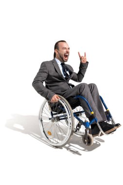 excited disabled businessman clipart