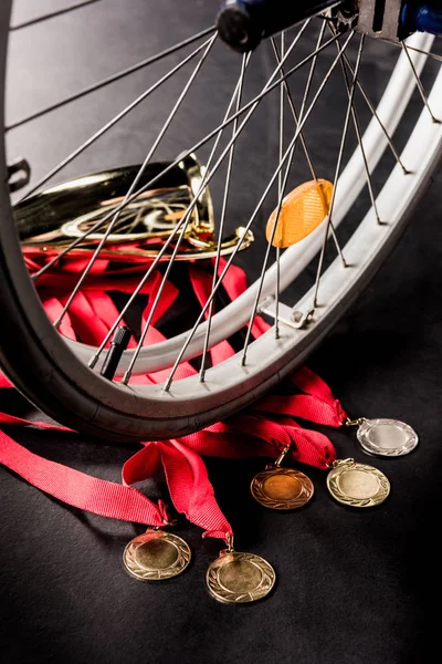 Wheelchair standing on trophies — Stock Photo, Image