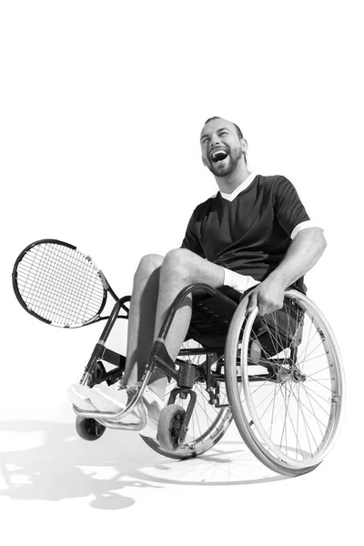 Jogador de ténis com deficiência feliz — Fotografia de Stock