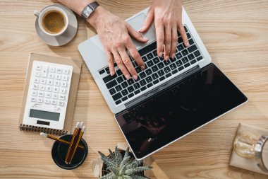 Dizüstü bilgisayarda çalışan iş kadını