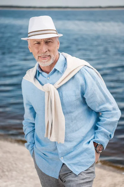 Grey haired stylish man — Stock Photo, Image