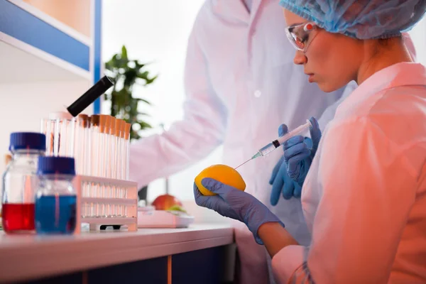 Wetenschappers tijdens de werkzaamheden op het laboratorium — Stockfoto