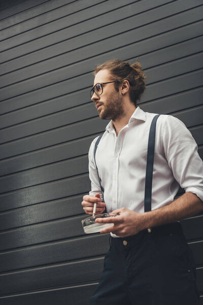 Handsome stylish man smoking