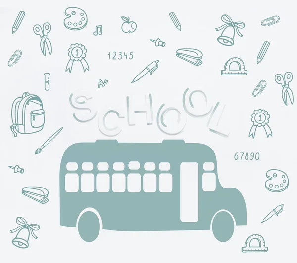 Autobus scolaire et lettrage — Photo