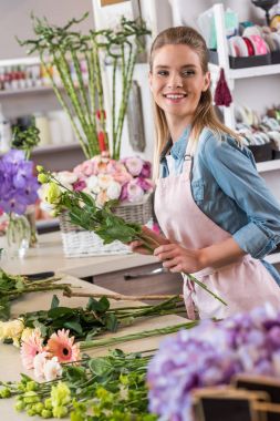 florist working in flower shop clipart