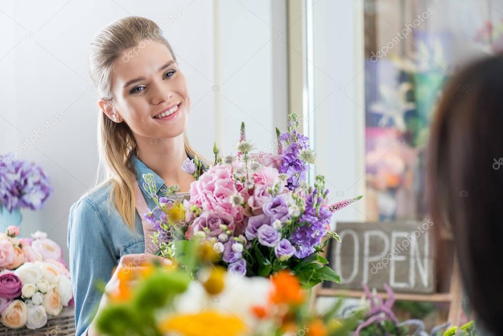 florist working in flower shop