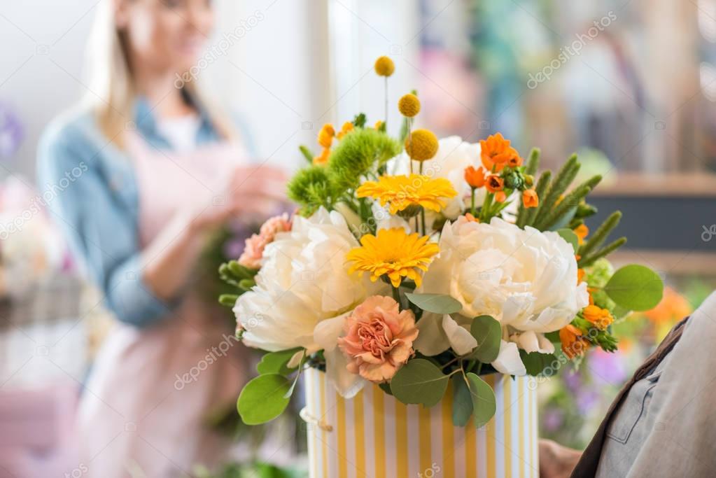 beautiful flowers in flower shop