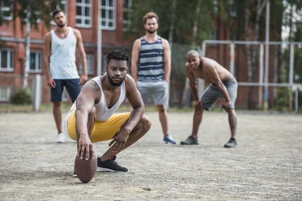 Multicultural football players — Stock Photo, Image