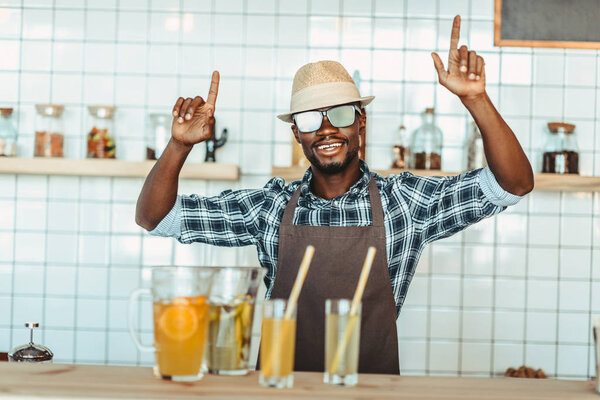 stylish african american bartender