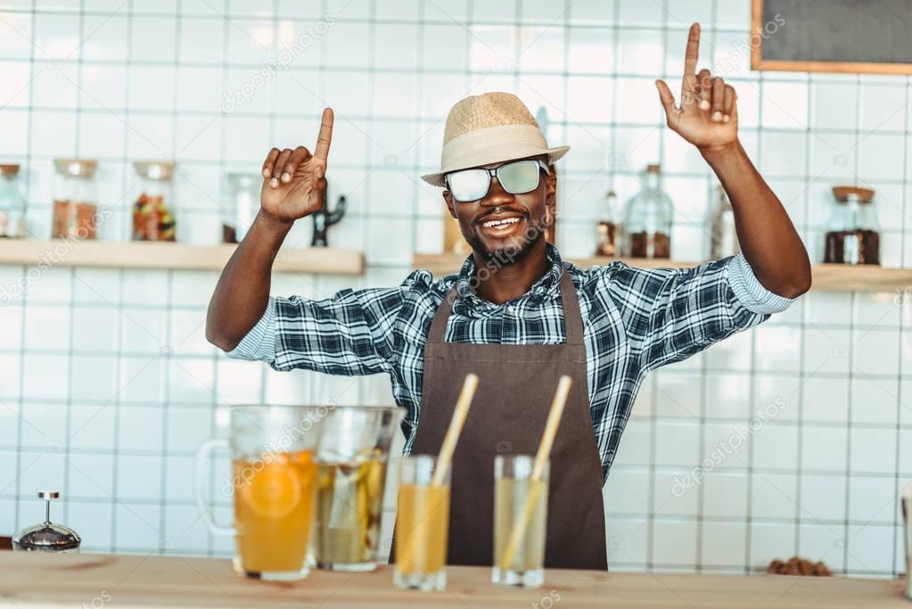 stylish african american bartender