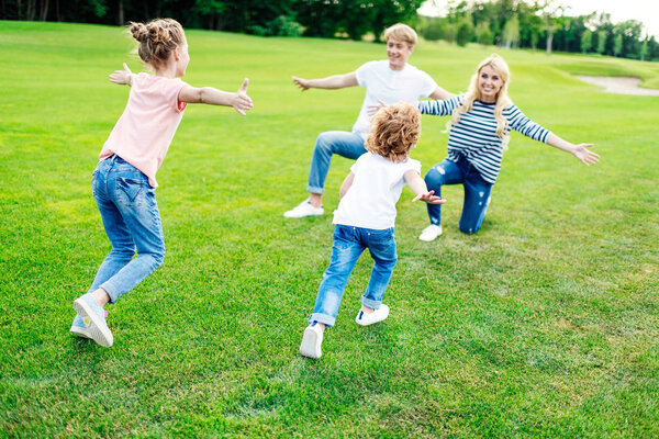 happy family in park