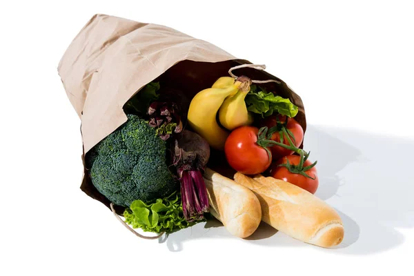 Comida saludable en la bolsa de comestibles — Foto de Stock