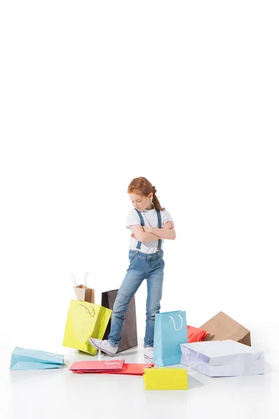 Enfant avec sacs à provisions — Photo