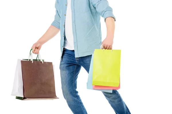 Jeune homme avec des sacs à provisions — Photo