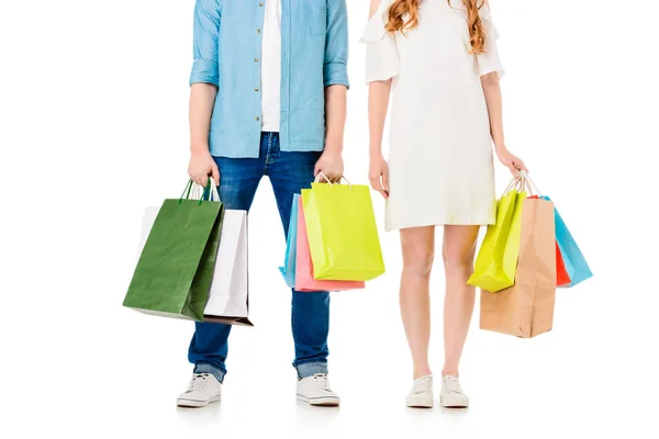 Pareja sosteniendo bolsas de compras —  Fotos de Stock