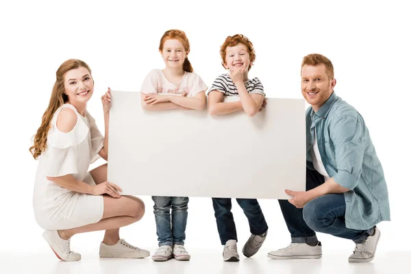 Семья с плакатом — стоковое фото