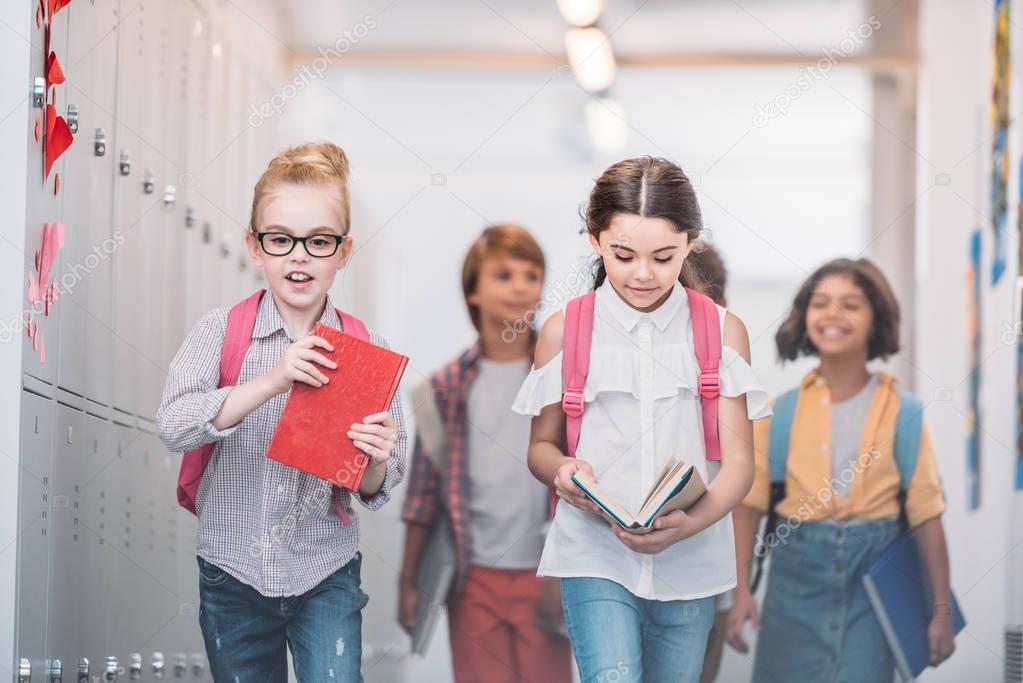 schoolgirls going in class