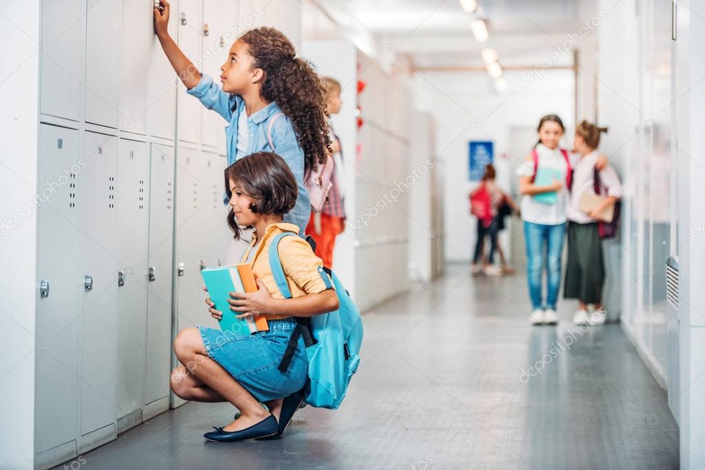 kids in school corridor